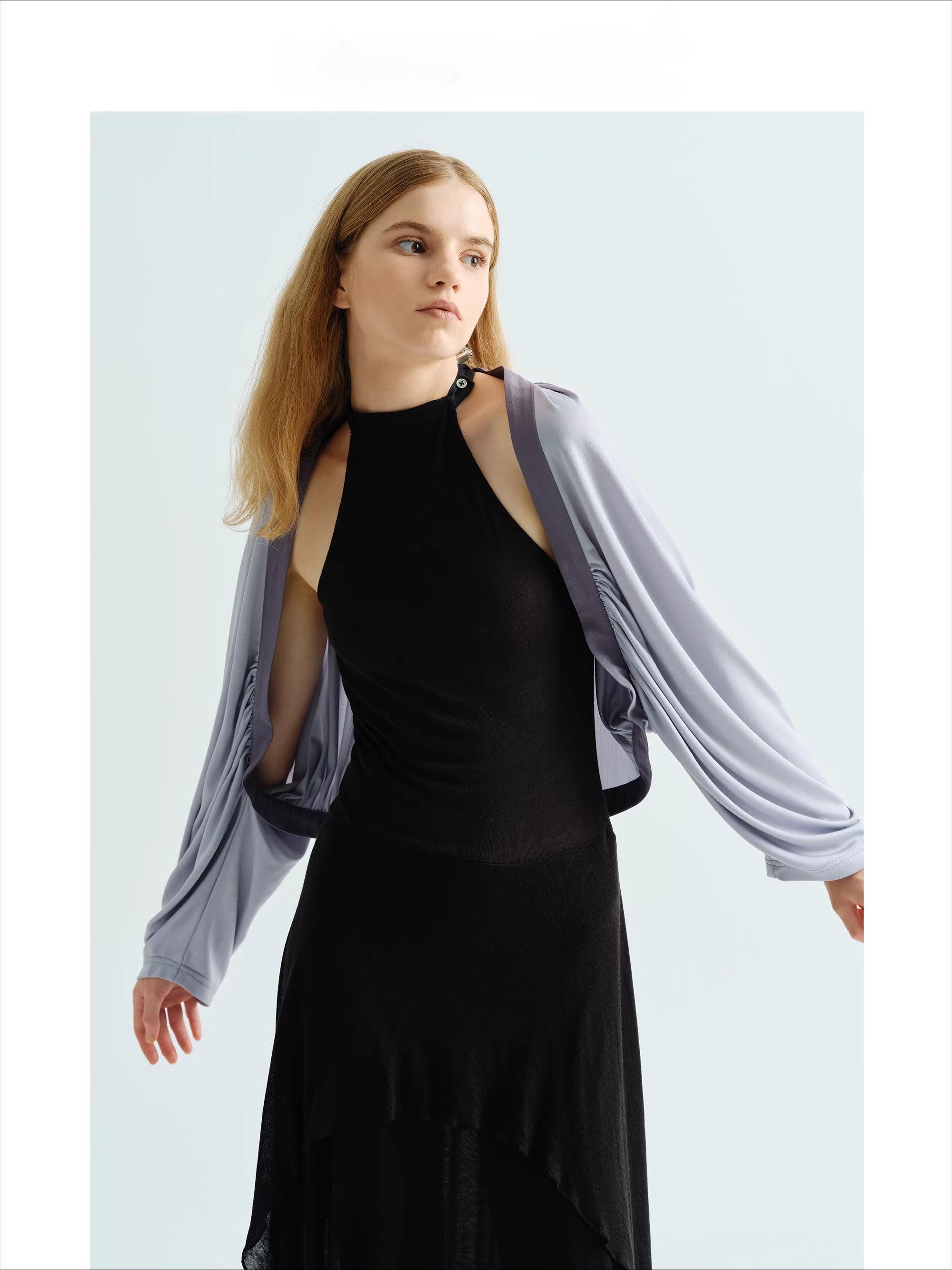 Trendy Niche Patchwork Cardigan with Short Pleats