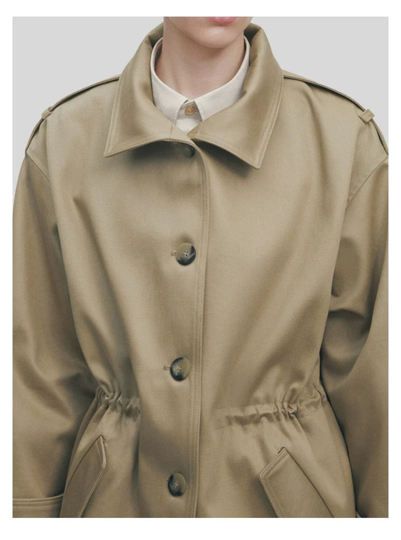 Tall-fit overcoat with British-style waist-cinching trench coat