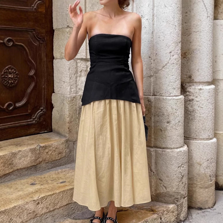 Sophisticated Strapless Tank Top and Long Skirt Two-Piece Set