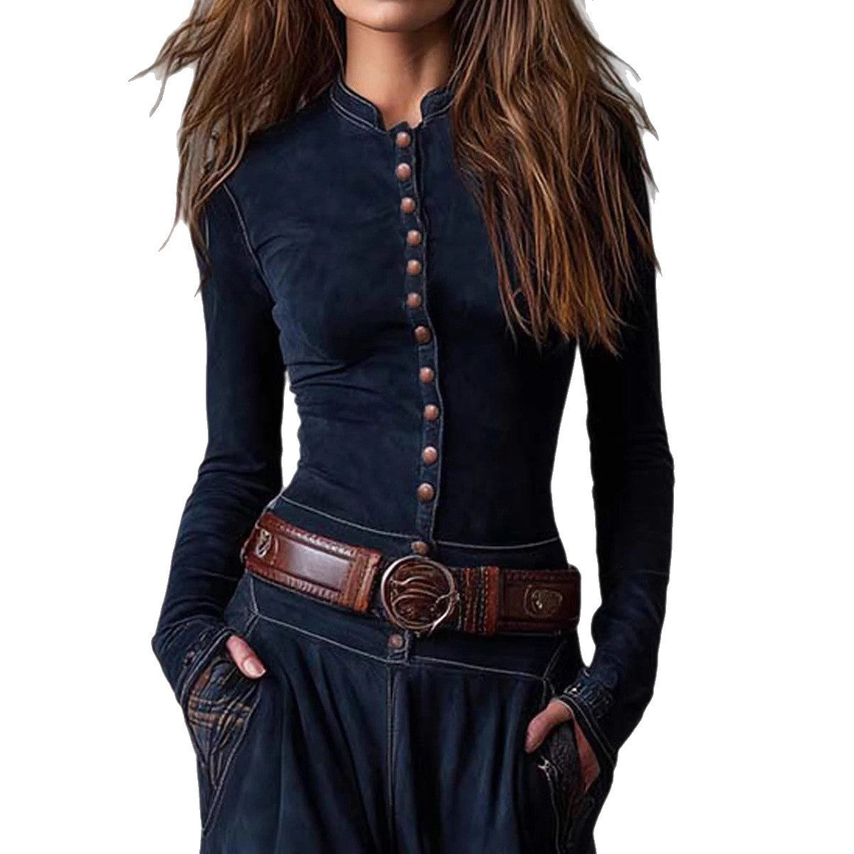 Suede Plaid Patchwork Vintage-Style Dress