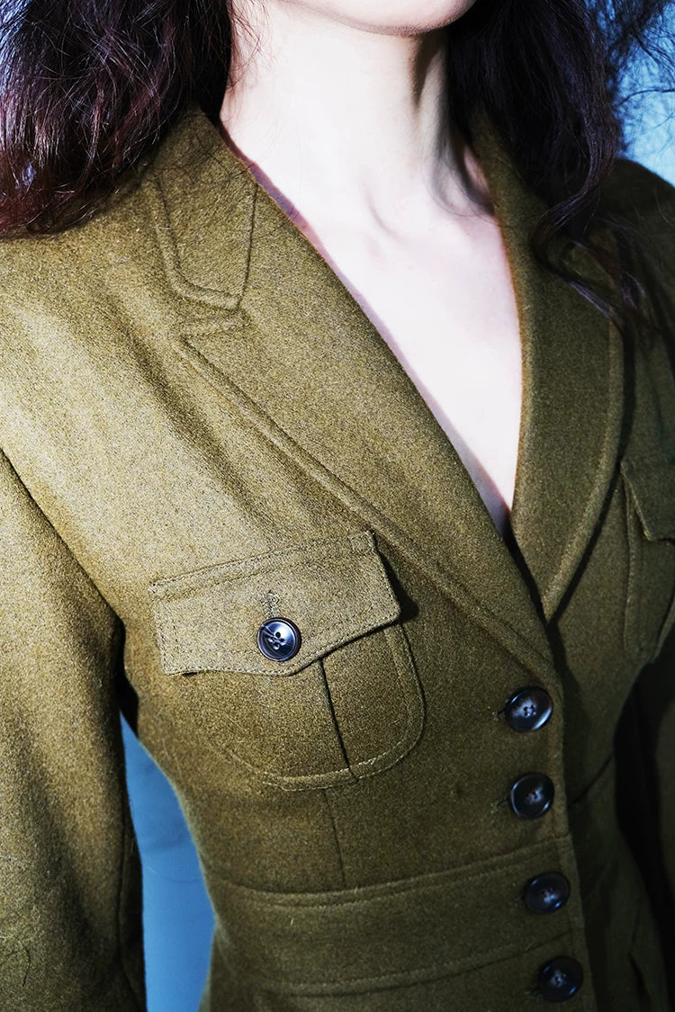 Retro Suit Straight-Leg Shorts French-Style Set Beige Wool Two-Piece