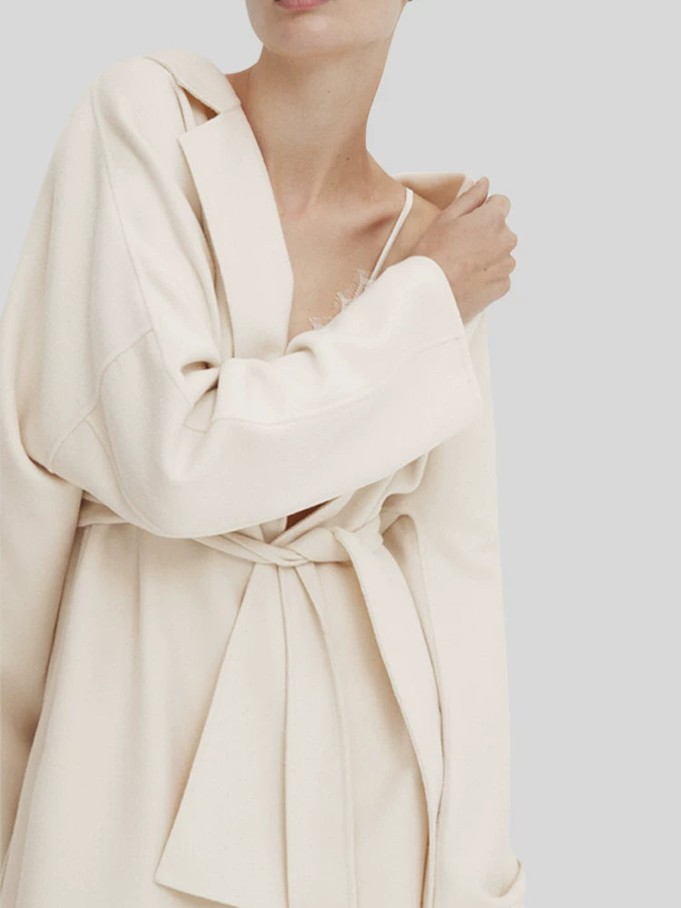 Elegant Off-White Wool Women's Coat