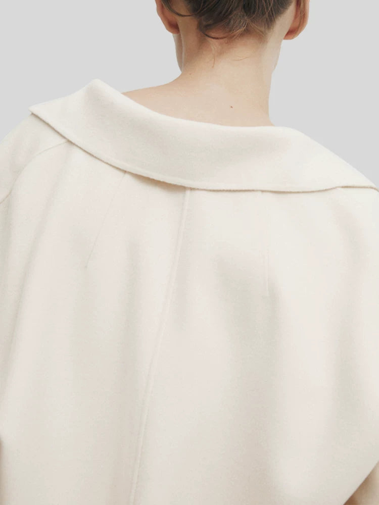 Elegant Off-White Wool Women's Coat