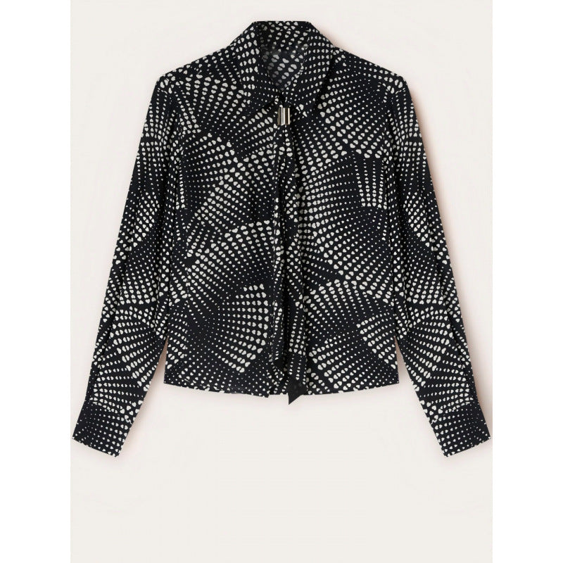 Loose-fitting polka-dot long-sleeve shirt