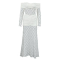 French white lace openwork dress