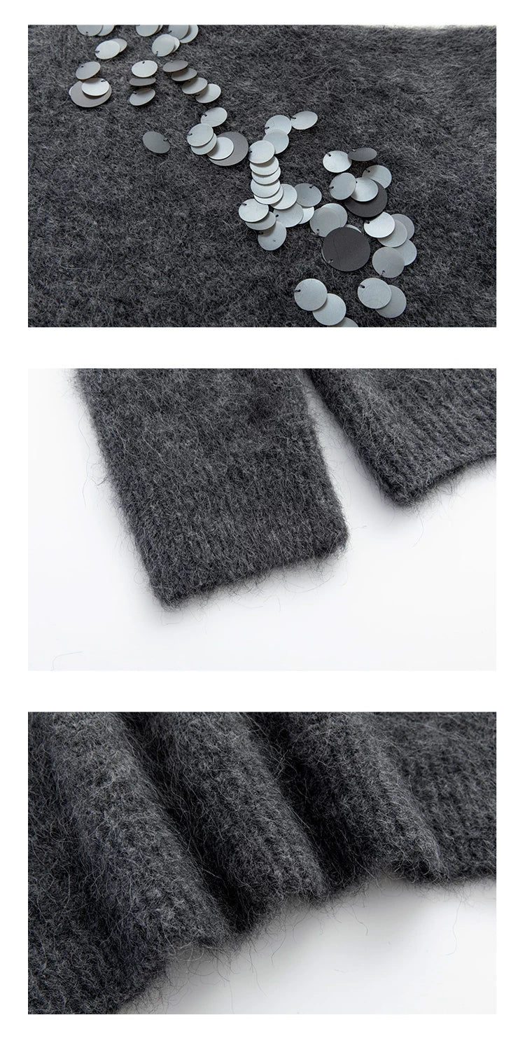 Women's Gray Alpaca Wool Knit Cardigan Jacket