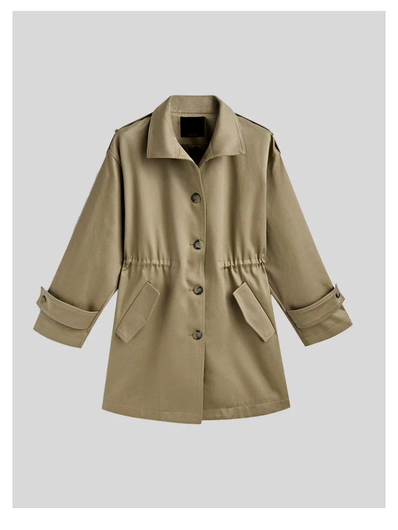 Tall-fit overcoat with British-style waist-cinching trench coat