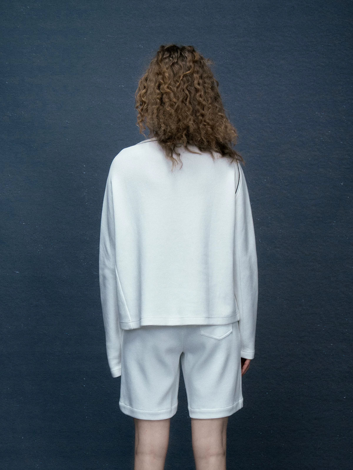 Boat Neck Irregular White Sweatshirt Knit Top