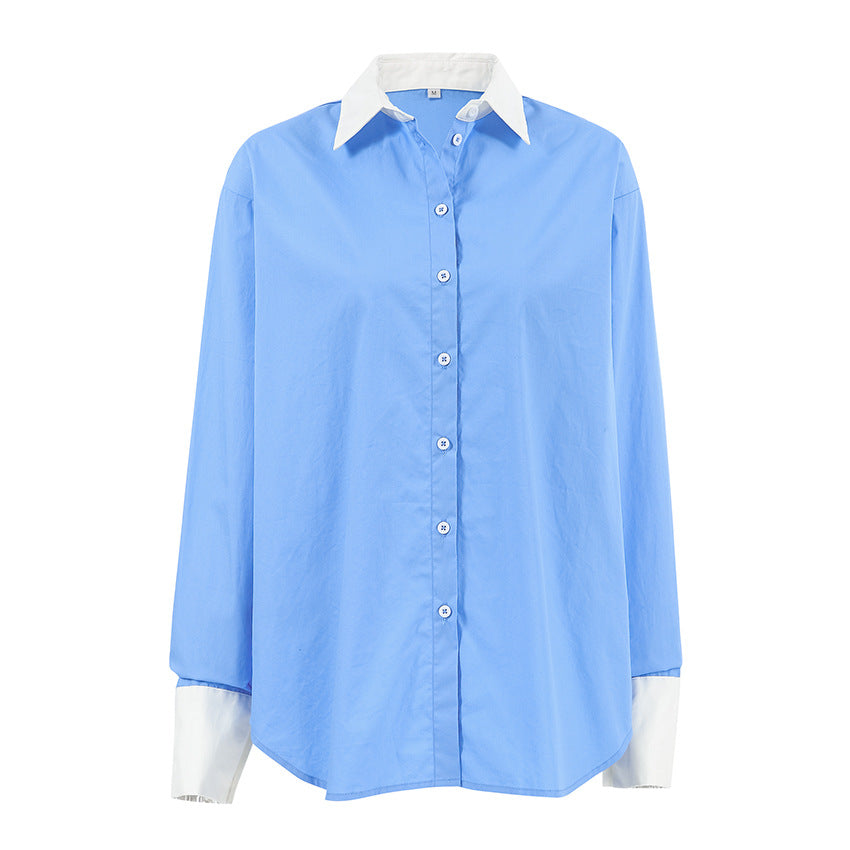 New French Collar 100% Cotton Long-Sleeve Shirt