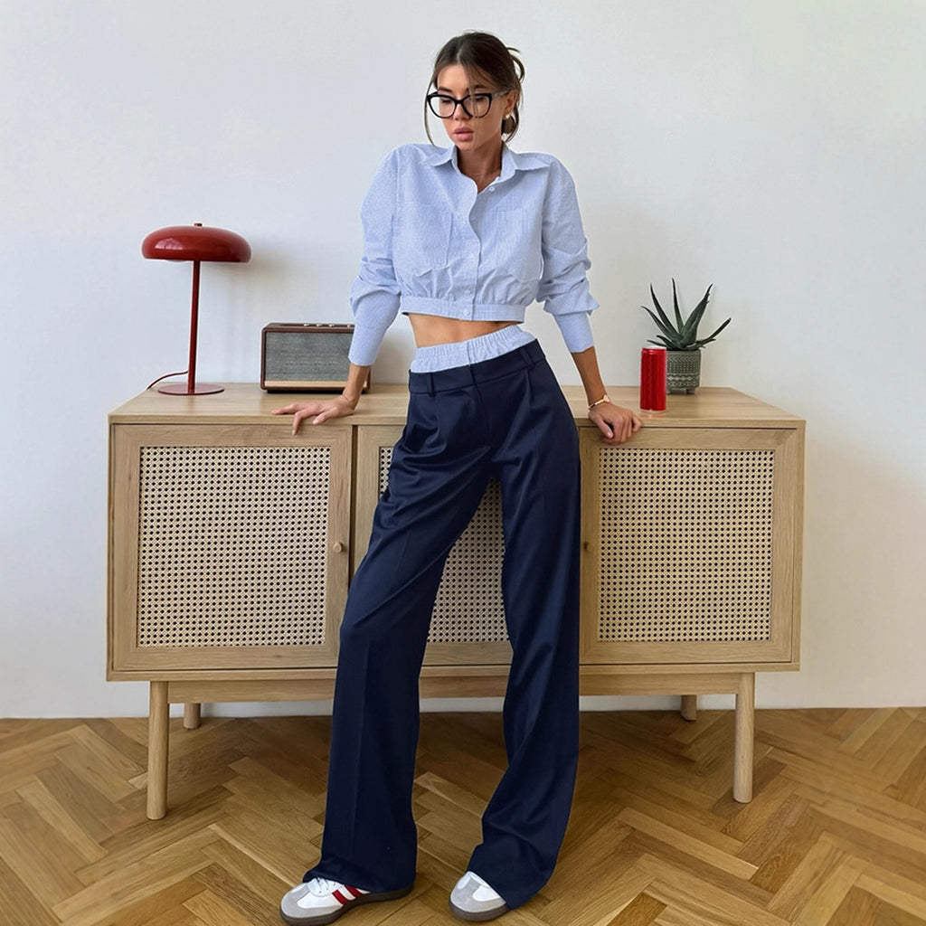 Striped Shirt and Pants Two-Piece Set for Women Spring 2026