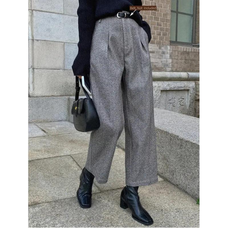 High-Waisted Slim-Fit Cropped Trousers for Women