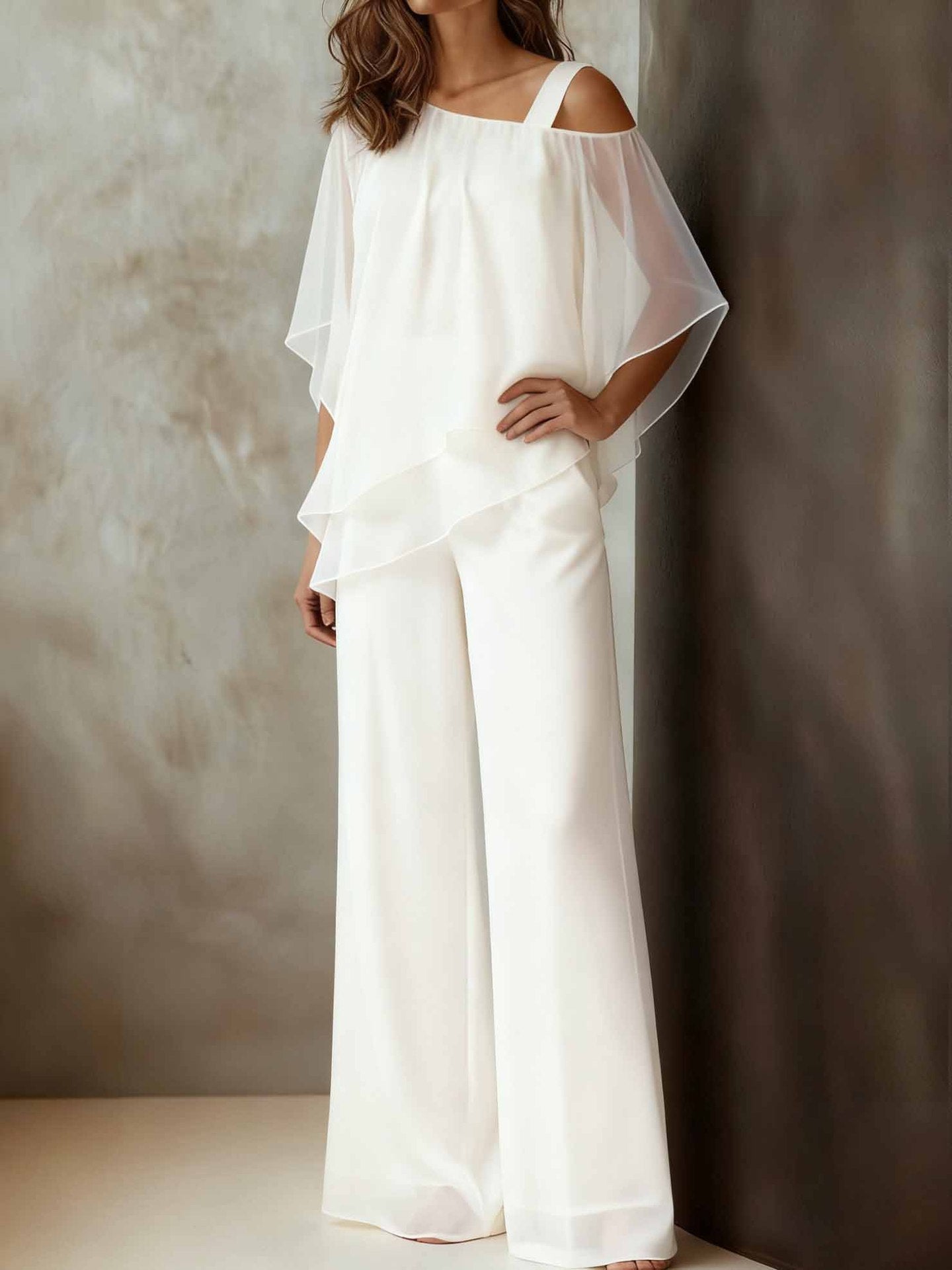 Chiffon Top and Pants Party Set for Fashionable Girls