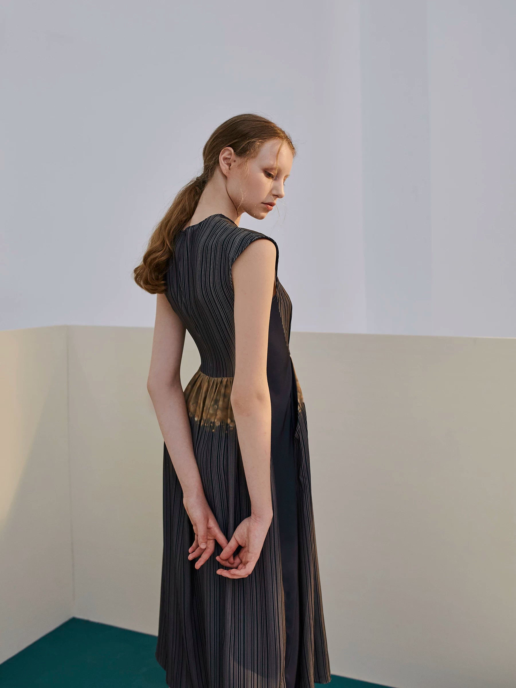 Women's Summer New Sleeveless Elegant Long Dress Striped Print Dress