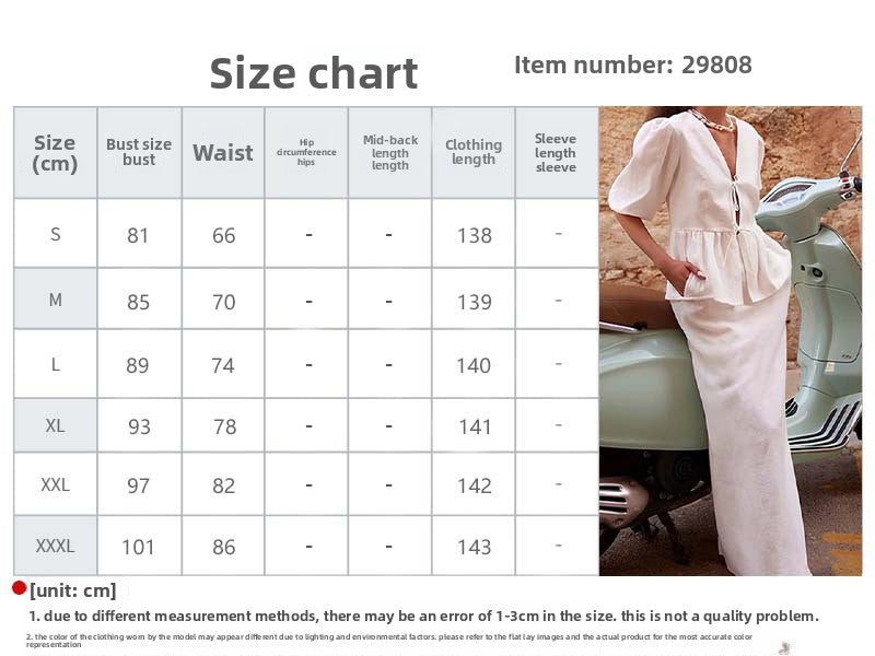 2026 Solid Color V-Neck Casual Short-Sleeve Midi Skirt Set