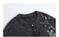 Women's Gray Alpaca Wool Knit Cardigan Jacket