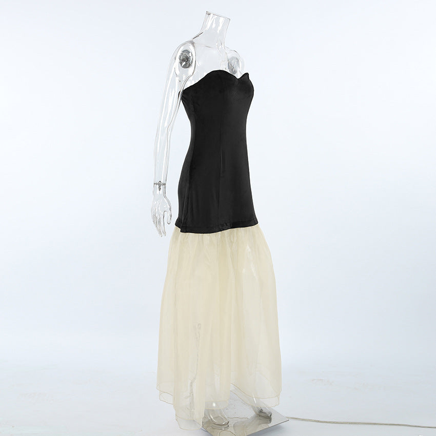 Velvet A-line Dress Long Dress