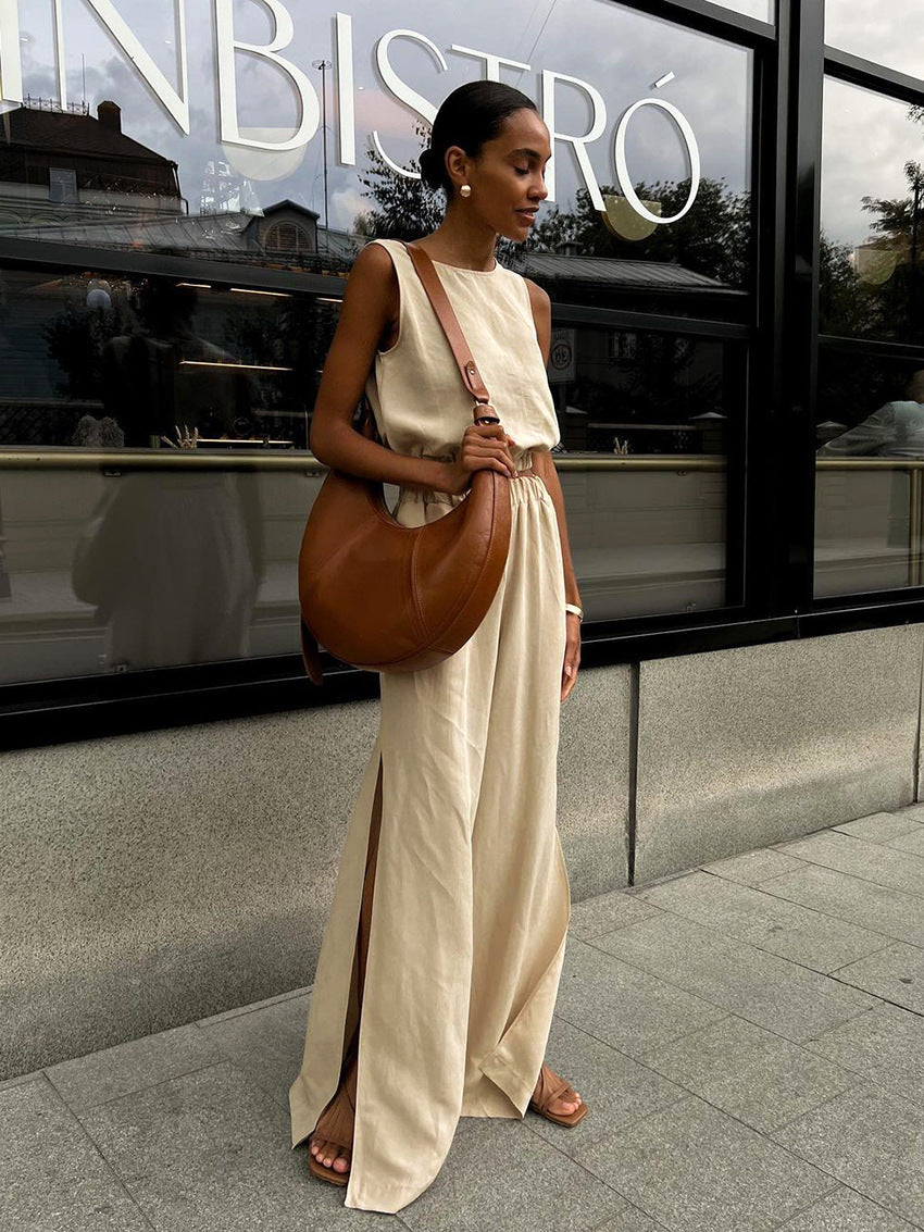 Cotton-Linen Tank Top Women's Set