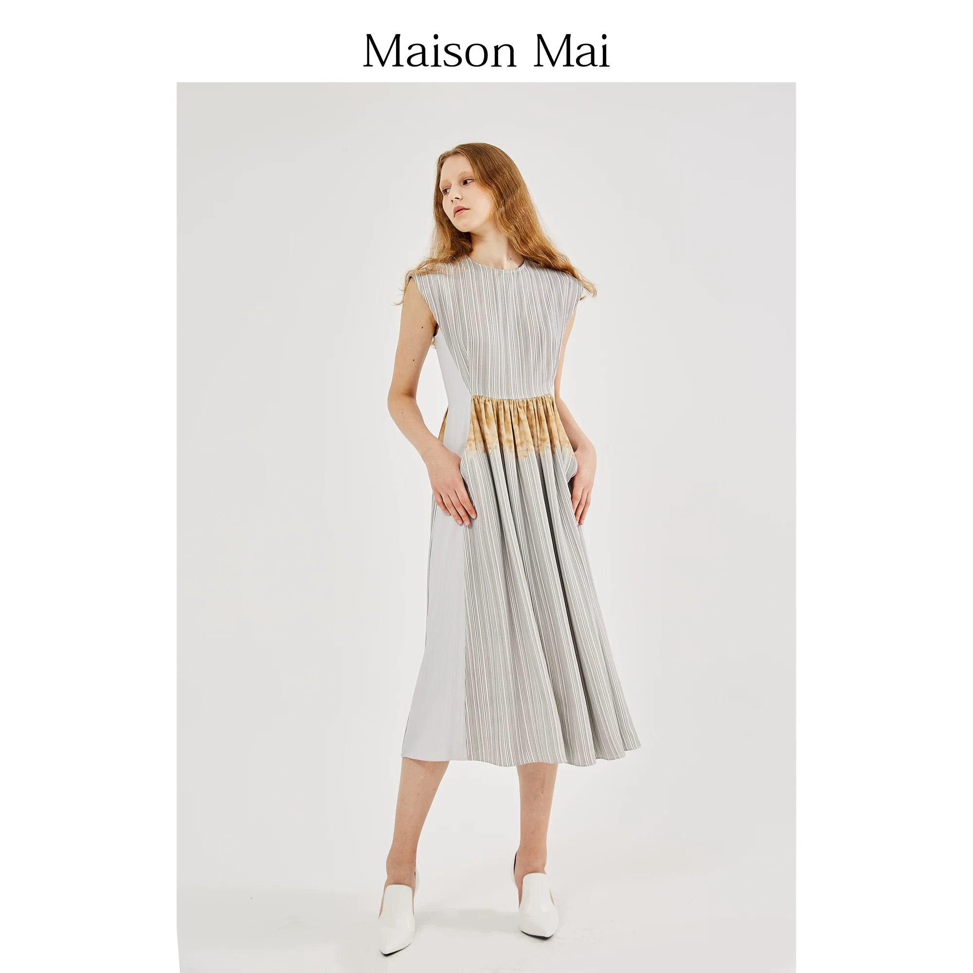 Women's Summer New Sleeveless Elegant Long Dress Striped Print Dress