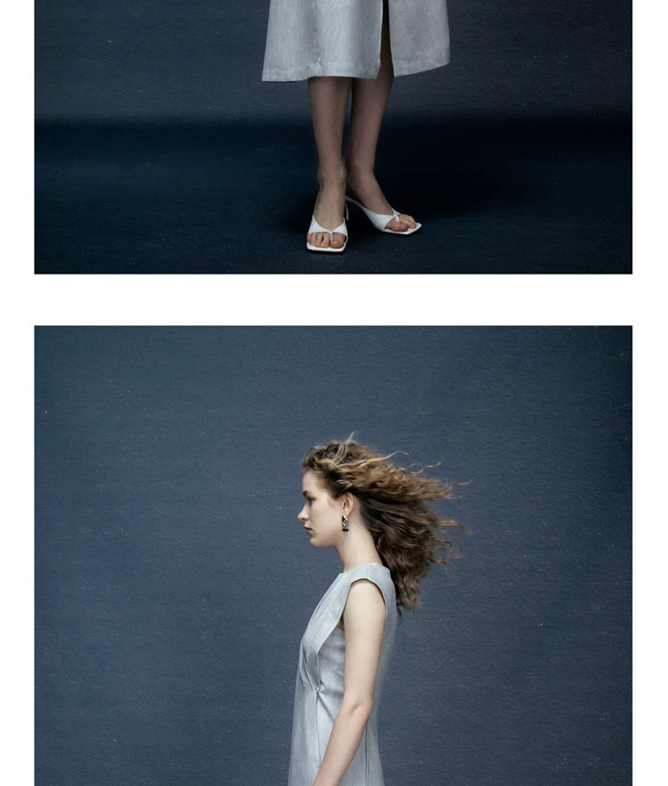 Niche Design Premium-Feel Waist-Defining Sleeveless Dress for Summer