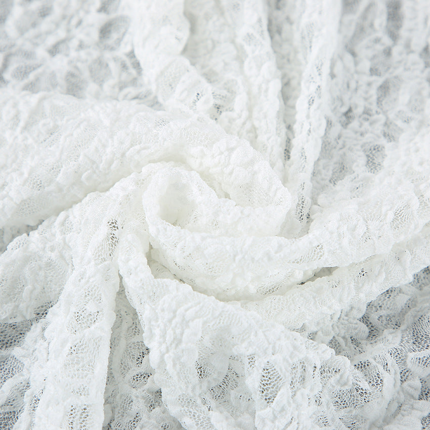 French white lace openwork dress