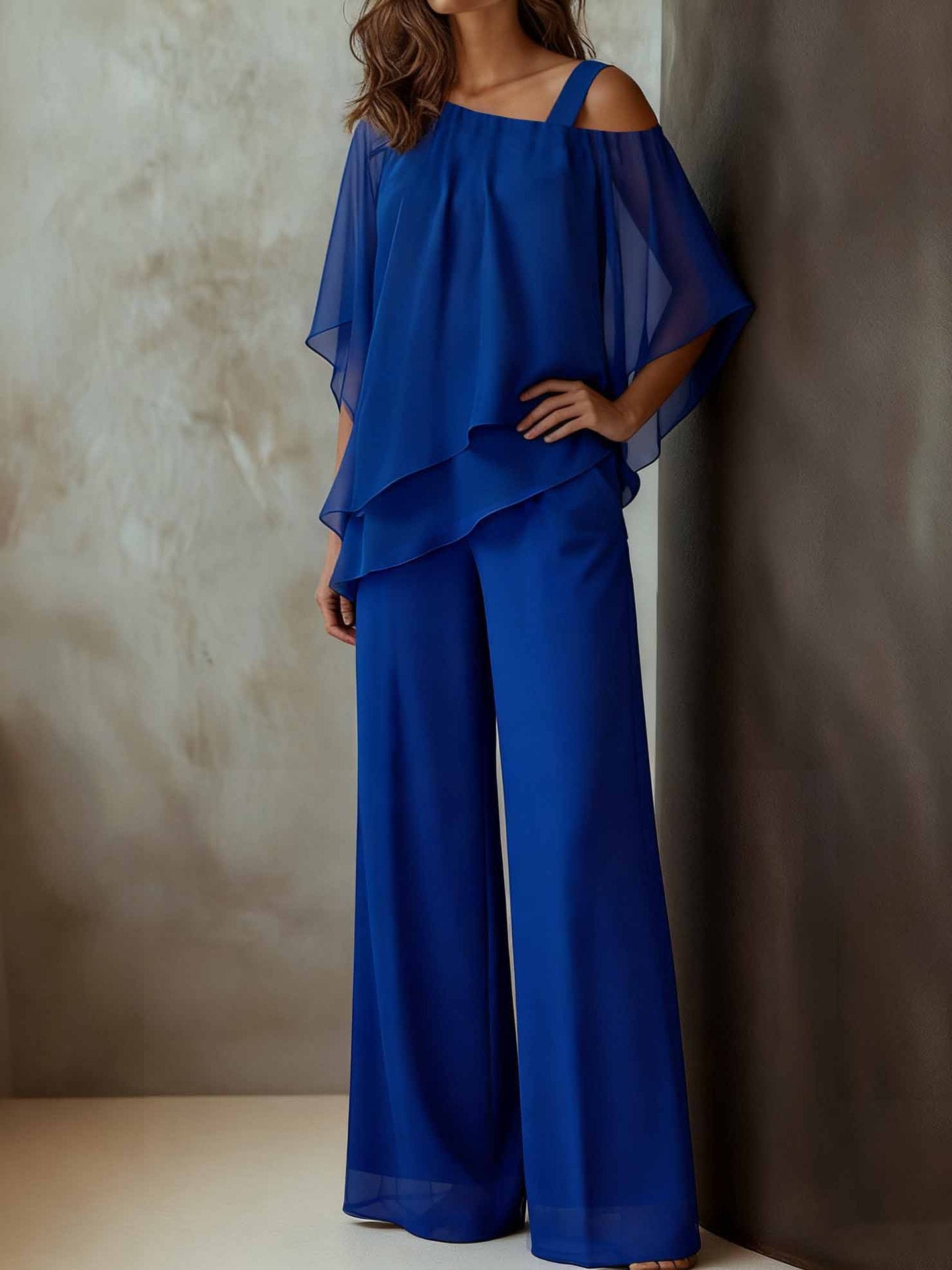 Chiffon Top and Pants Party Set for Fashionable Girls