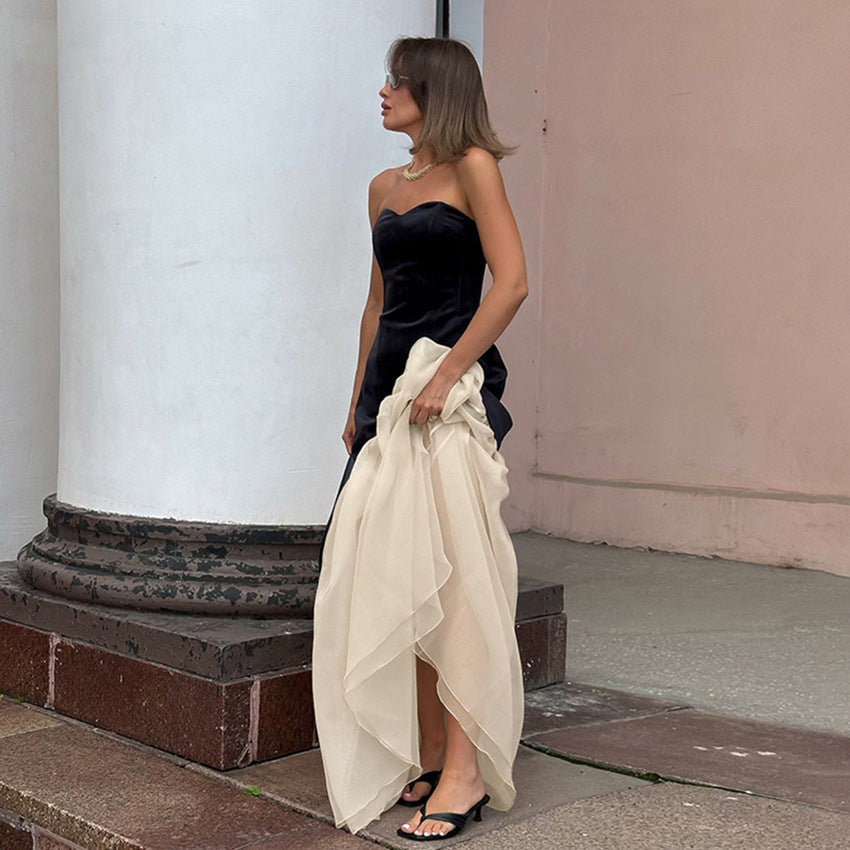 Velvet A-line Dress Long Dress