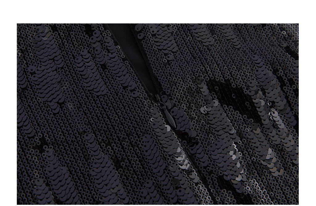 Silver-gray velvet sequin skirt