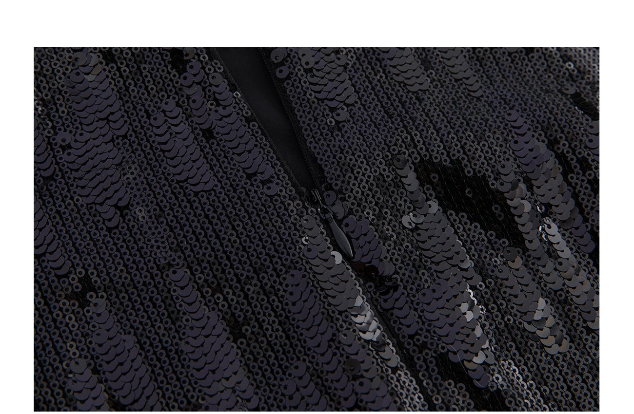 Silver-gray velvet sequin skirt