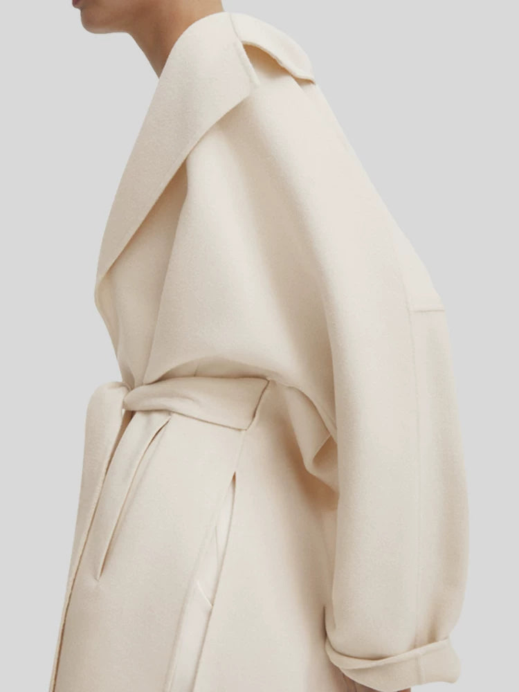 Elegant Off-White Wool Women's Coat
