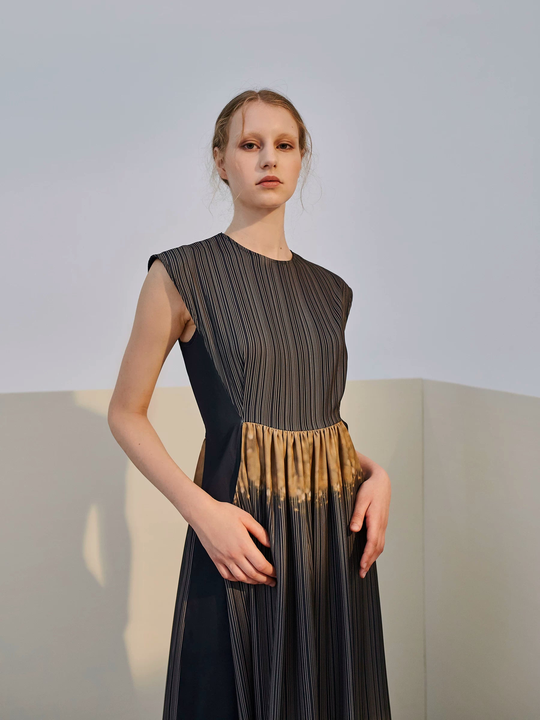 Women's Summer New Sleeveless Elegant Long Dress Striped Print Dress