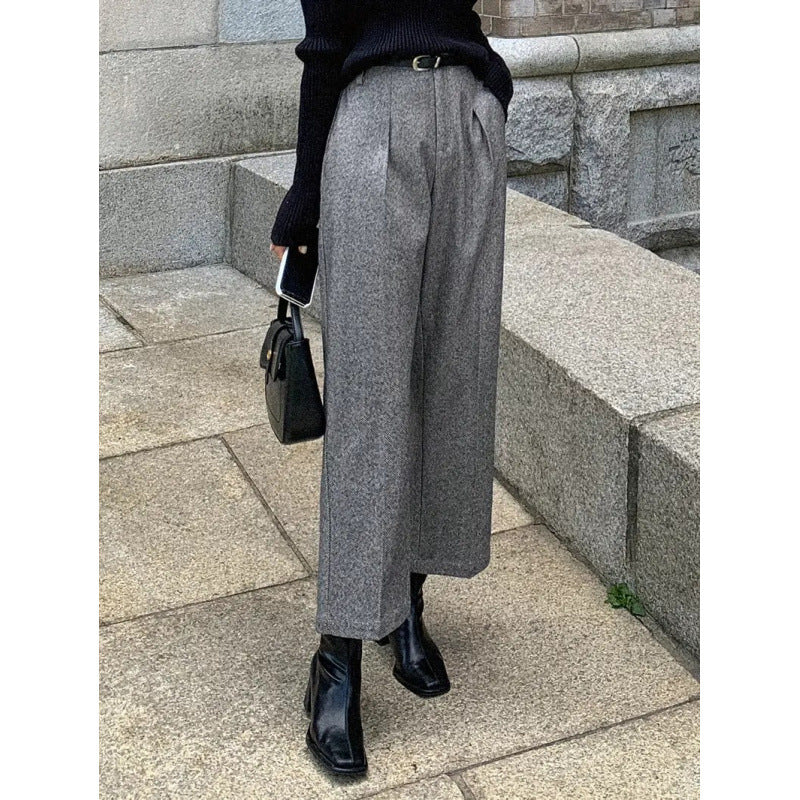 High-Waisted Slim-Fit Cropped Trousers for Women
