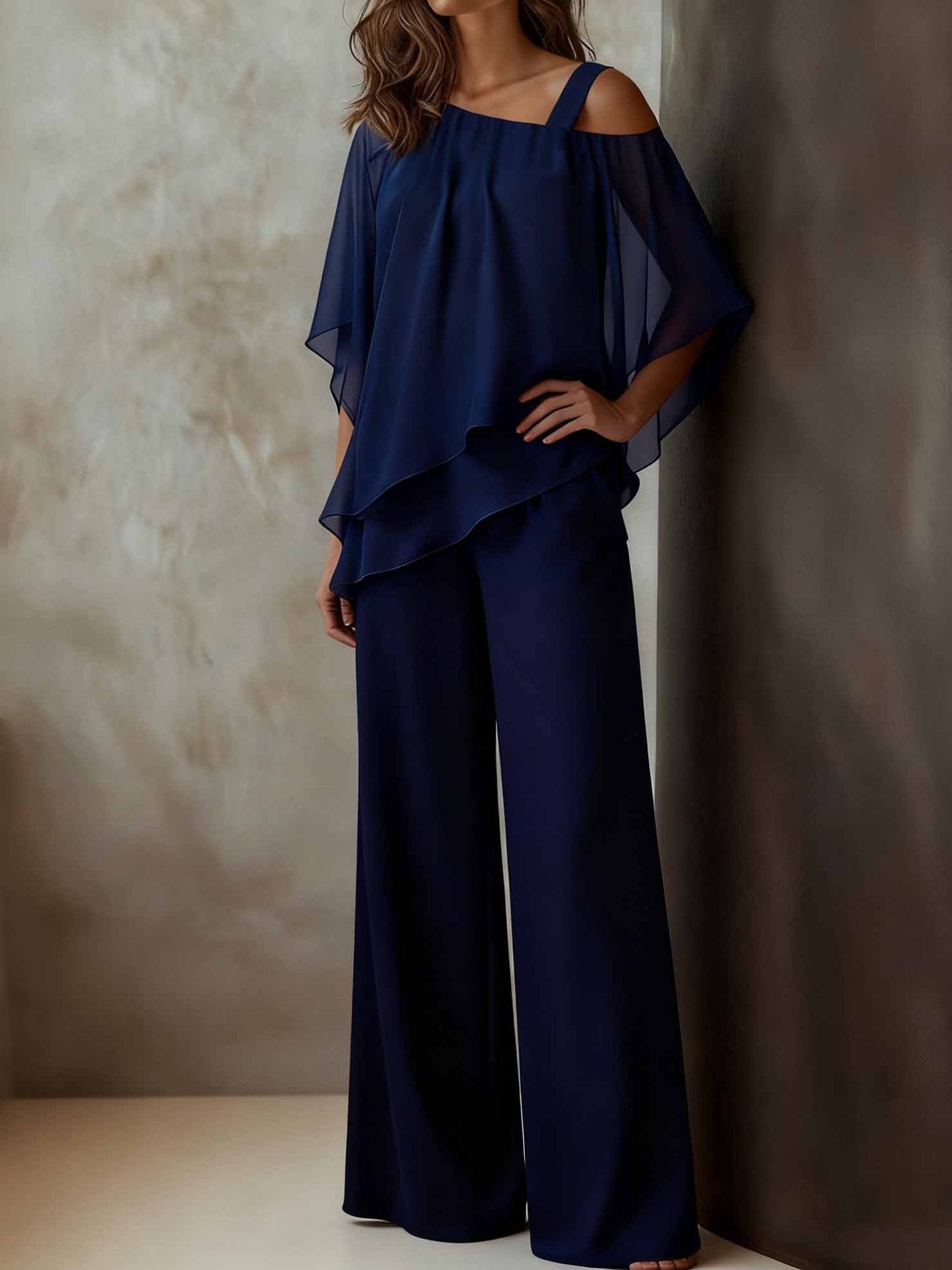 Chiffon Top and Pants Party Set for Fashionable Girls