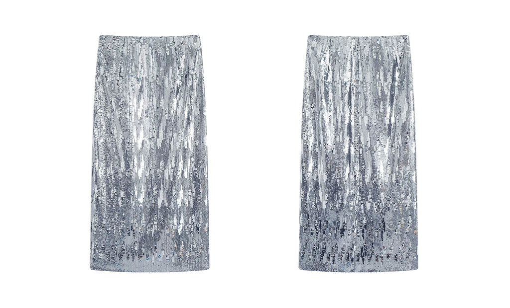 Silver-gray velvet sequin skirt