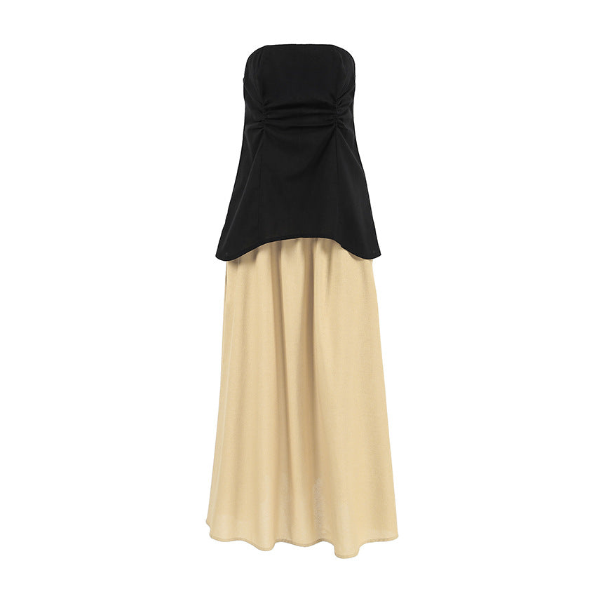 Sophisticated Strapless Tank Top and Long Skirt Two-Piece Set