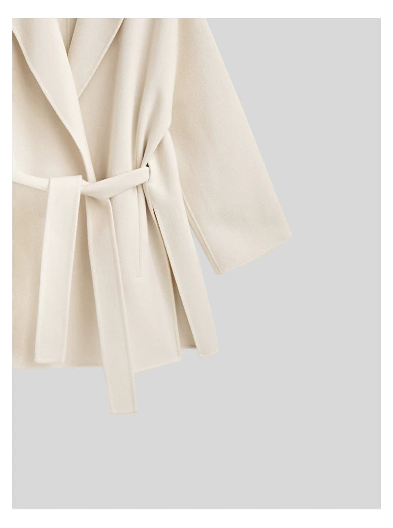 Elegant Off-White Wool Women's Coat
