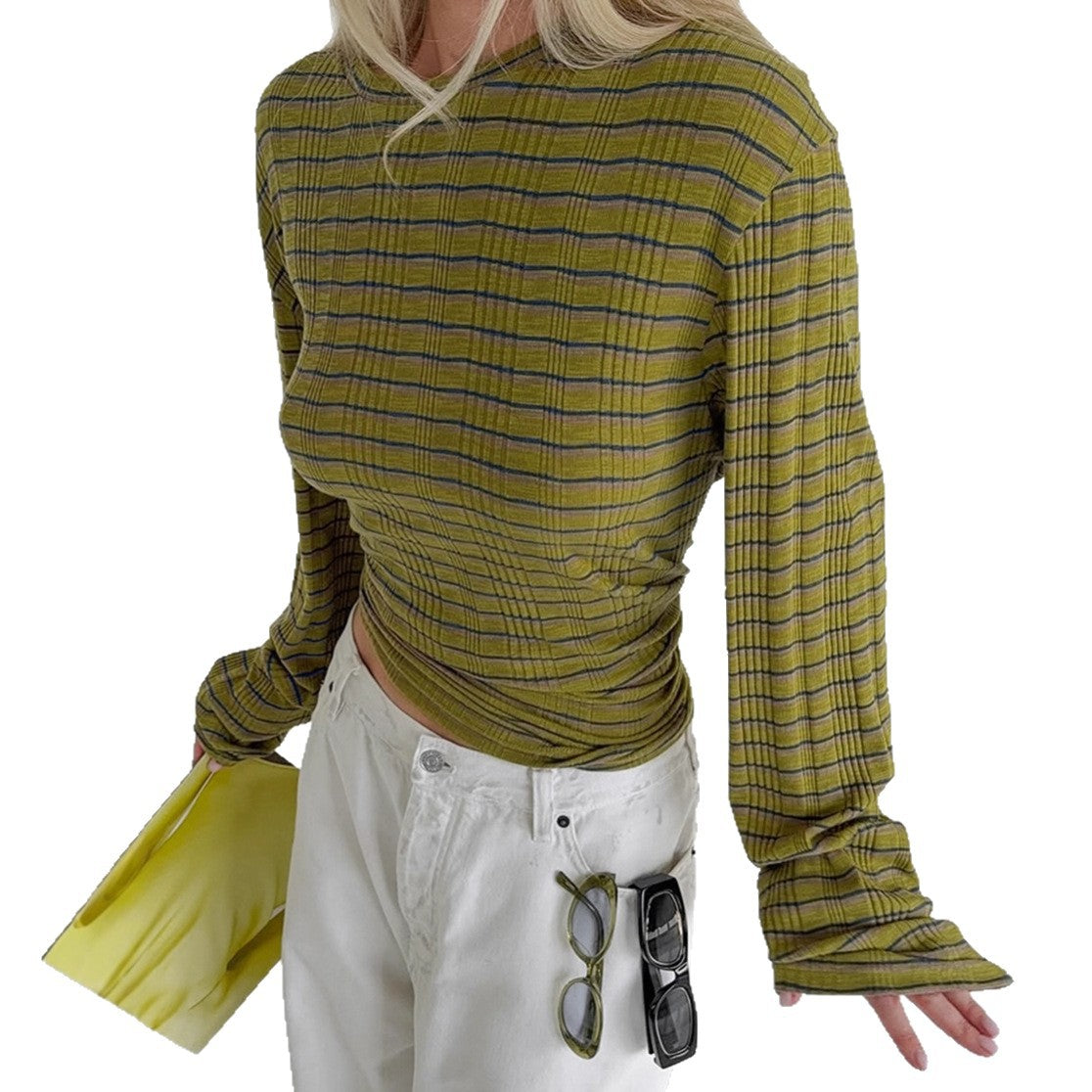 Women's Knit T-Shirt 2026 Spring Fashion Casual Crew Neck Long Sleeve Top