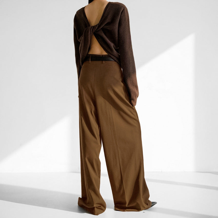 Casual Trousers in Vintage Brown with High Waist