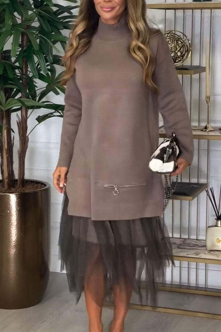 Women's Casual Mesh Panel Dress