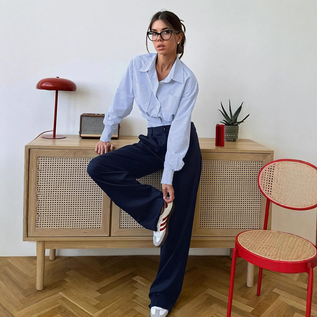 Striped Shirt and Pants Two-Piece Set for Women Spring 2026