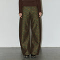 Retro-Printed Subtle-Patterned Casual Pants