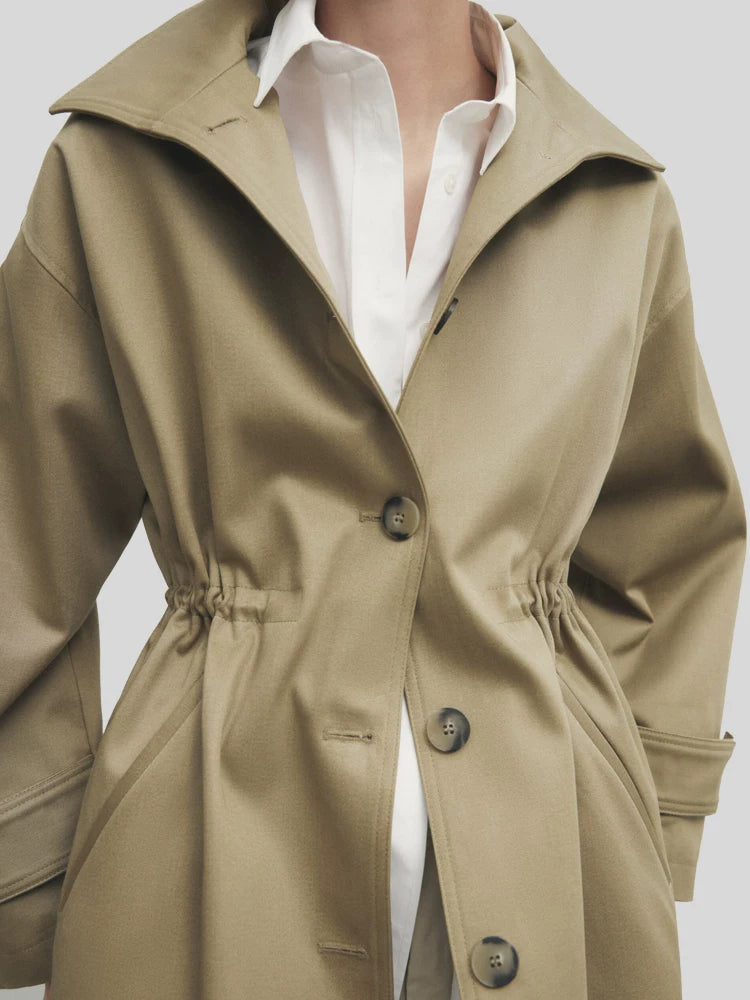 Tall-fit overcoat with British-style waist-cinching trench coat