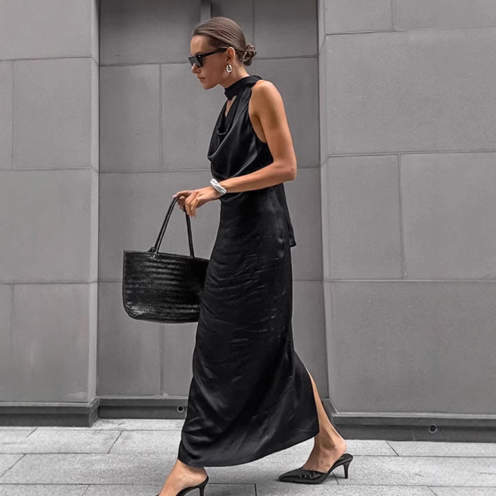 Black waist-cinching skirt