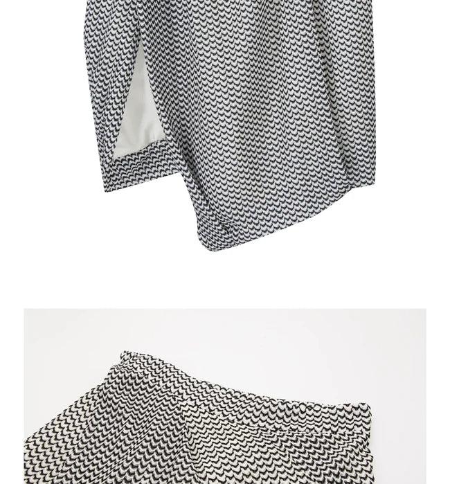 Water Ripple Design Skirt with Asymmetric Slit