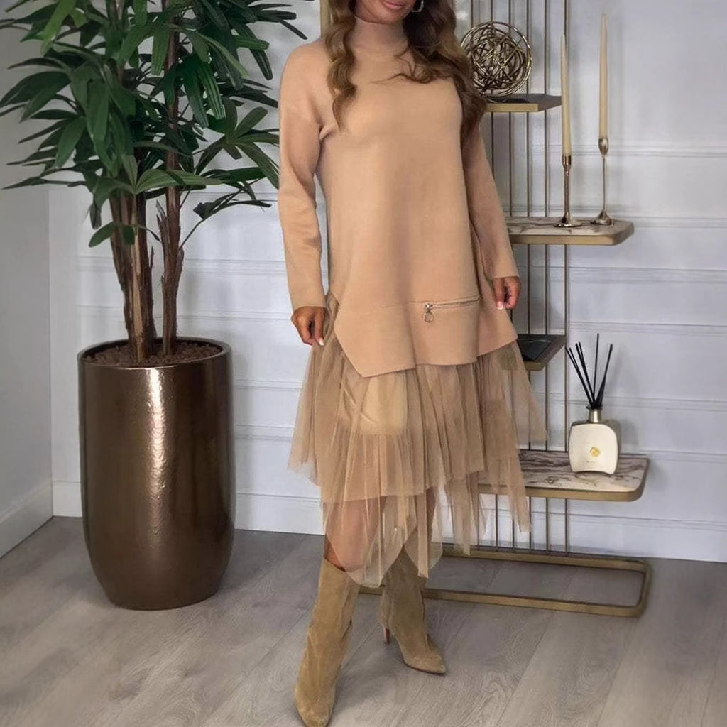 Women's Casual Mesh Panel Dress