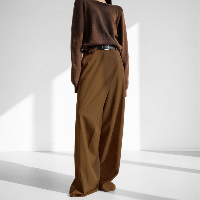 Casual Trousers in Vintage Brown with High Waist
