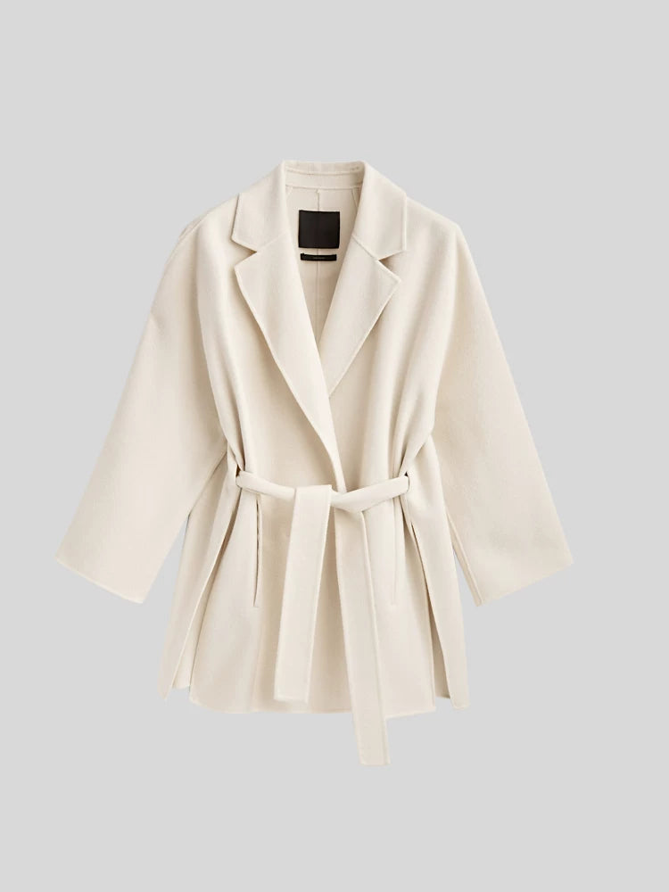 Elegant Off-White Wool Women's Coat