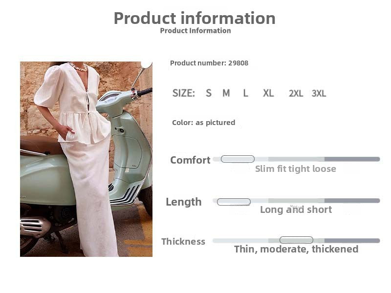 2026 Solid Color V-Neck Casual Short-Sleeve Midi Skirt Set