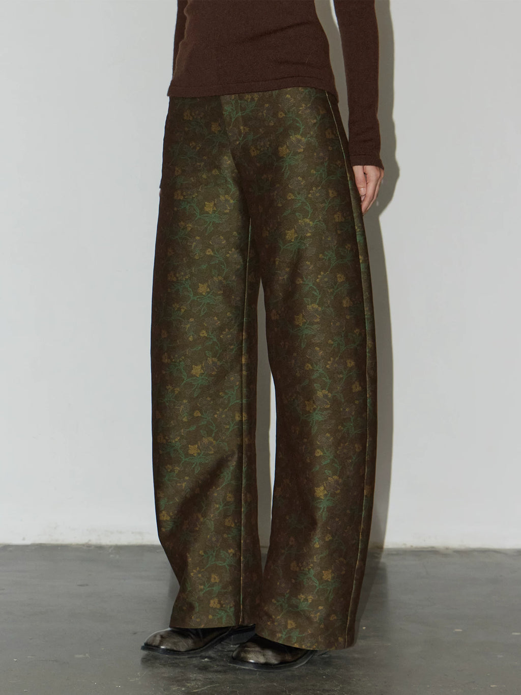 Retro-Printed Subtle-Patterned Casual Pants