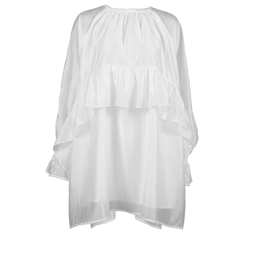 2026 Spring Minimalist White Crew Neck Dress