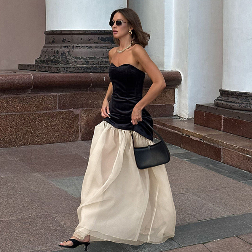 Velvet A-line Dress Long Dress